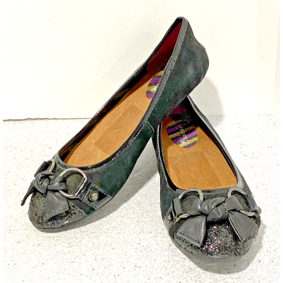 Sperry Top Siders Driving Loafers Slip On Shoes Black Bows US 6M Glittery Toes - Picture 6 of 9